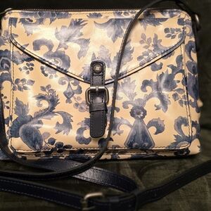 Patricia Nash Blue and Cream Floral Crossbody Bag